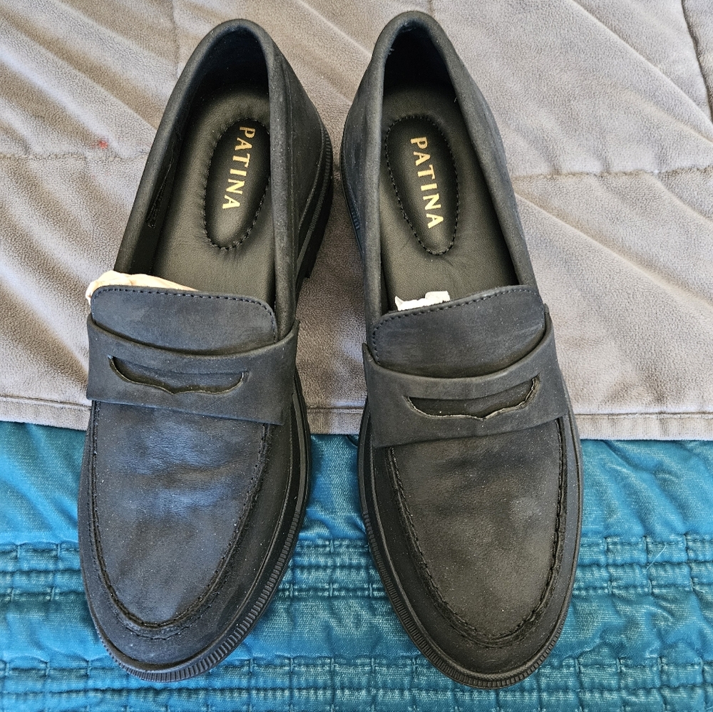 Portland Leather Patina Zoe Chunky Loafer black women's 8.5 NIB